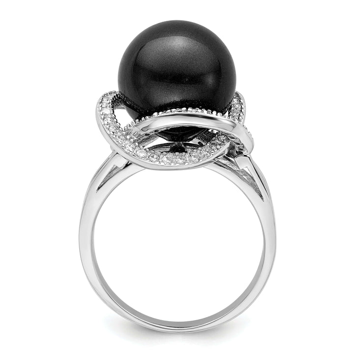 Majestik Shell Pearls Ring Majestik Black Shell Pearl Cubic Zirconia Ring