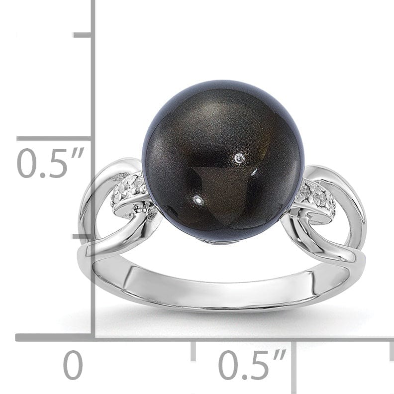 Majestik Shell Pearls Ring Majestik Black Shell Pearl Cubic Zirconia Ring