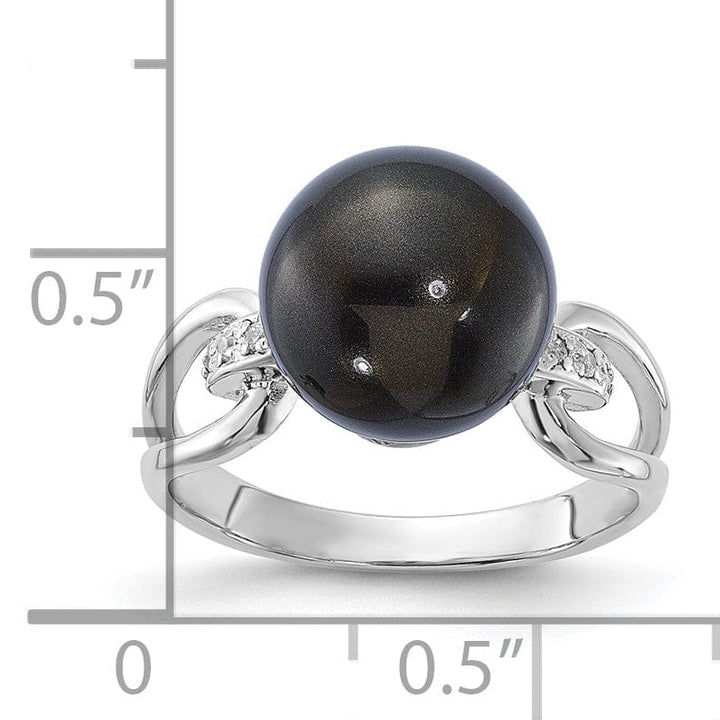 Majestik Shell Pearls Ring Majestik Black Shell Pearl Cubic Zirconia Ring