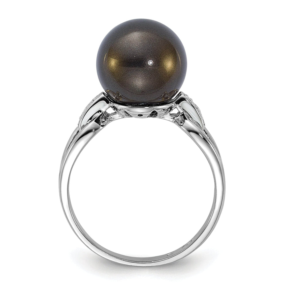 Majestik Shell Pearls Ring Majestik Black Shell Pearl Cubic Zirconia Ring