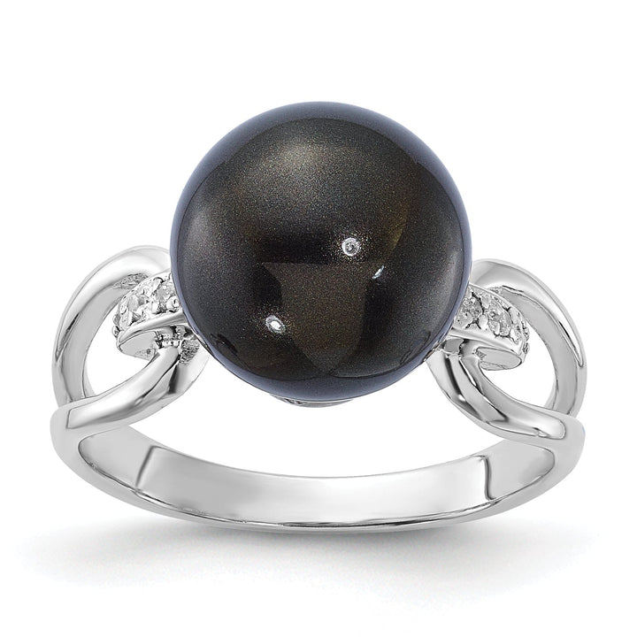 Majestik Shell Pearls Ring Majestik Black Shell Pearl Cubic Zirconia Ring