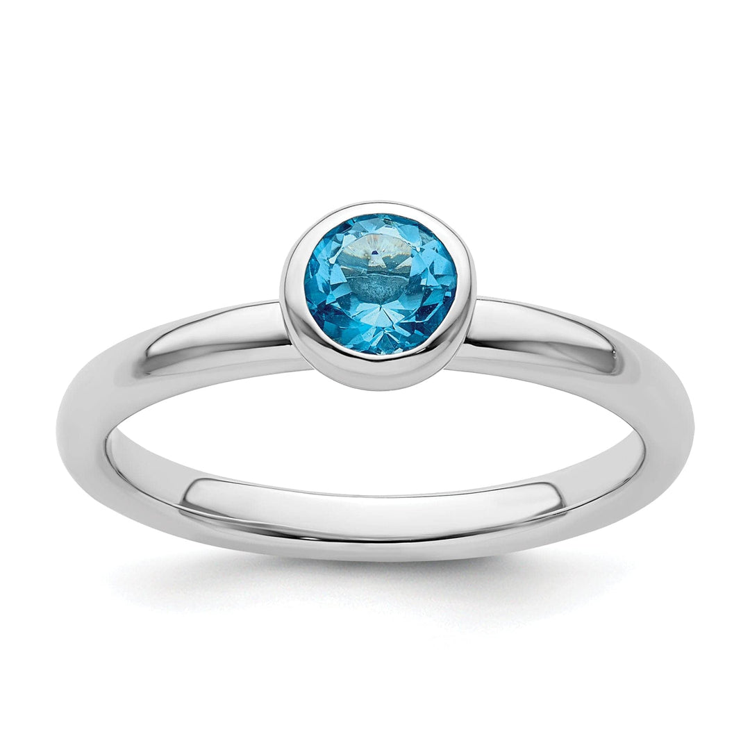 Stackable Expressions Ring Size 5 925 Sterling Silver Round Blue Topaz Ring