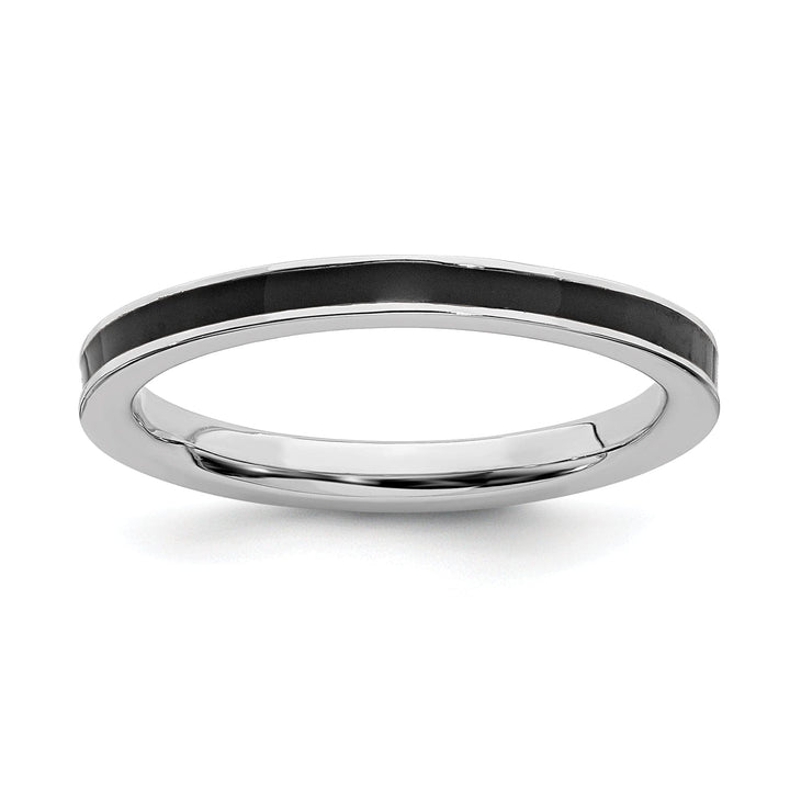 Stackable Expressions Ring Size 5 Sterling Silver Black Enameled 2.25MM Ring