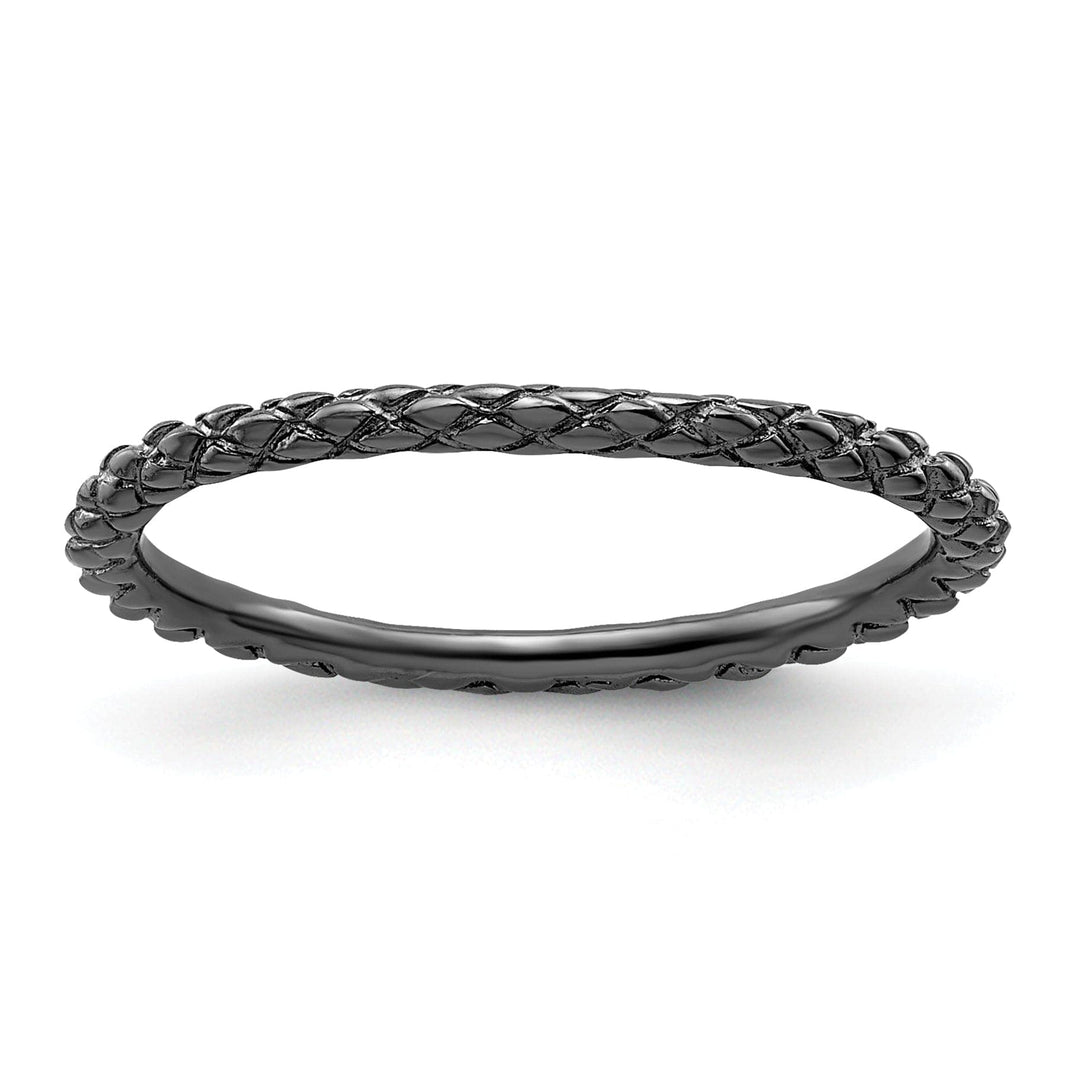Stackable Expressions Ring Size 5 Sterling Silver Black-Plated Criss-Cross Ring