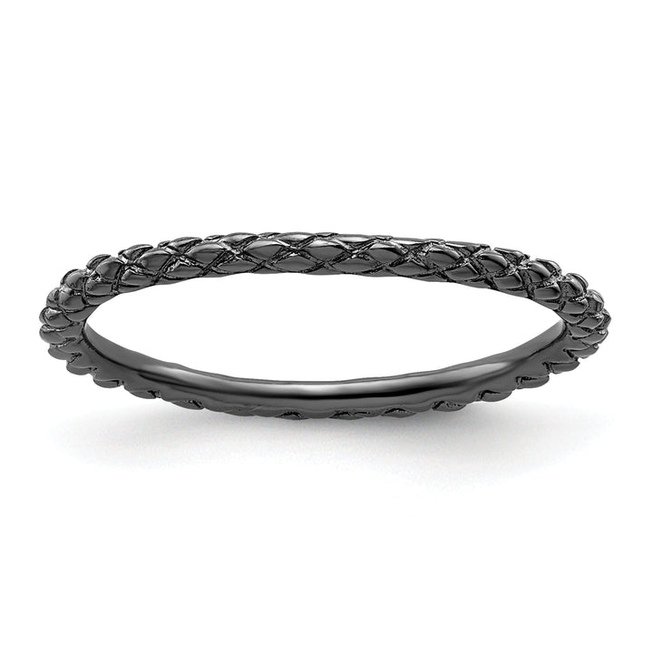 Stackable Expressions Ring Size 5 Sterling Silver Black-Plated Criss-Cross Ring