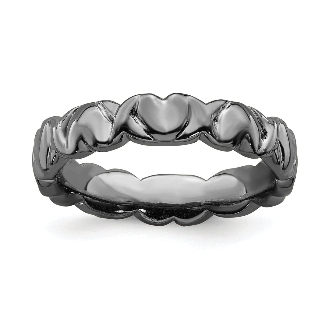 Stackable Expressions Ring Size 5 Sterling Silver Black-Plated Hearts Ring