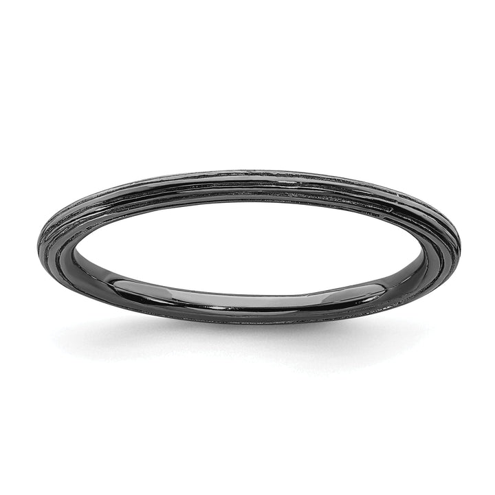 Stackable Expressions Ring Size 5 Sterling Silver Black-Plated Step-Down Ring