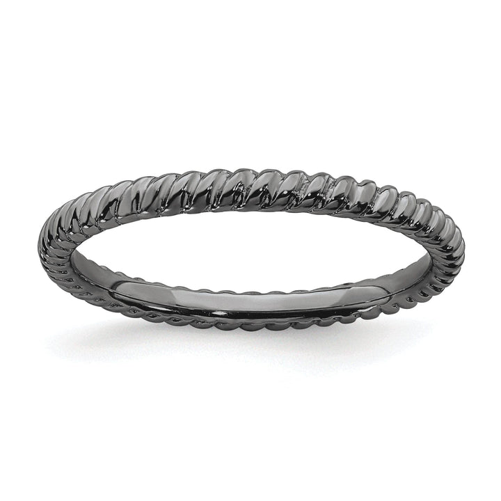 Stackable Expressions Ring Size 5 Sterling Silver Black-Plated Twisted Ring