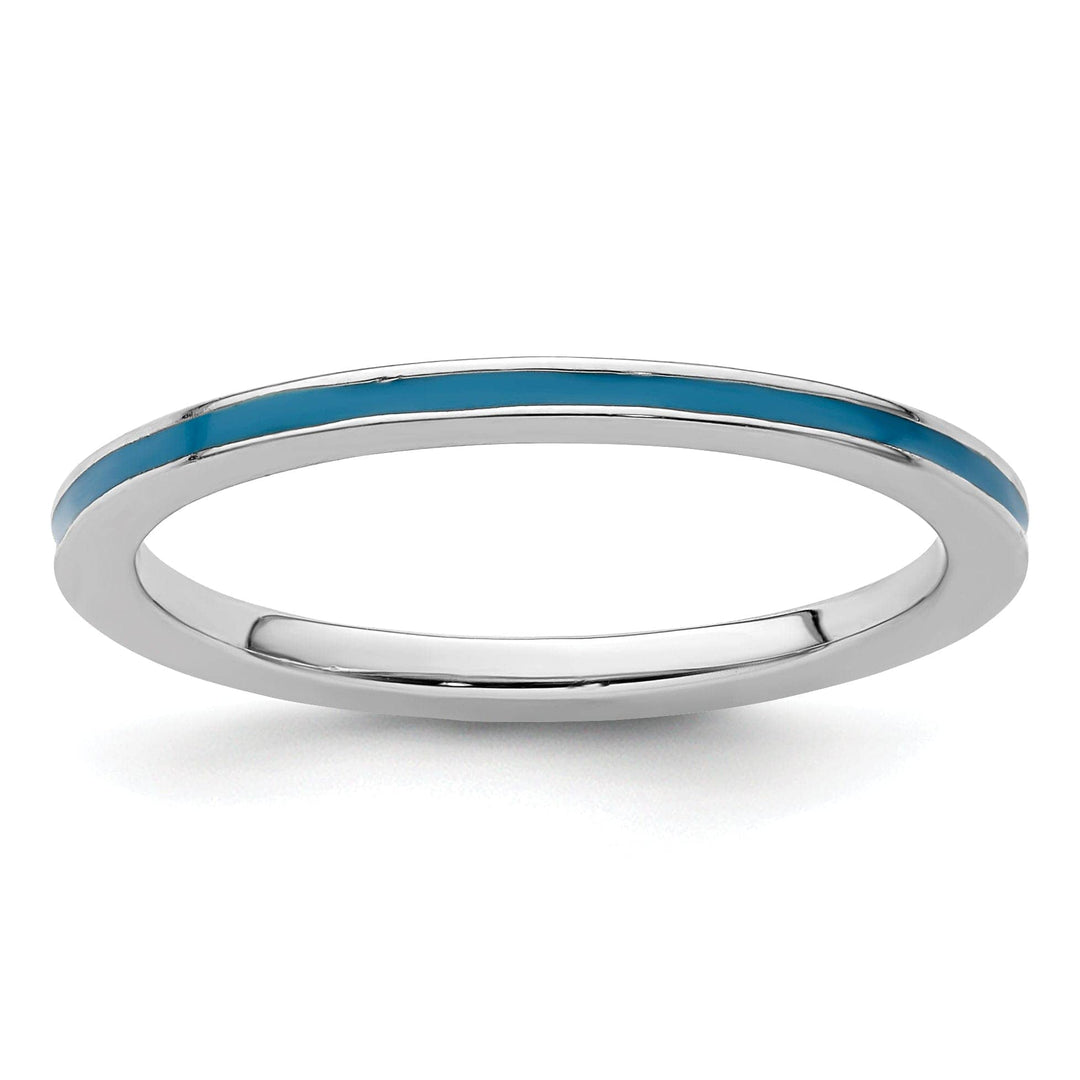 Stackable Expressions Ring Size 5 Sterling Silver Blue Enameled 1.5MM Ring