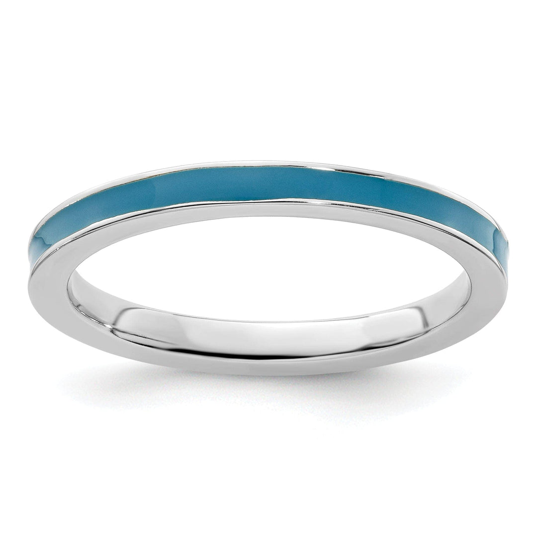 Stackable Expressions Ring Size 5 Sterling Silver Blue Enameled 2.25MM Ring