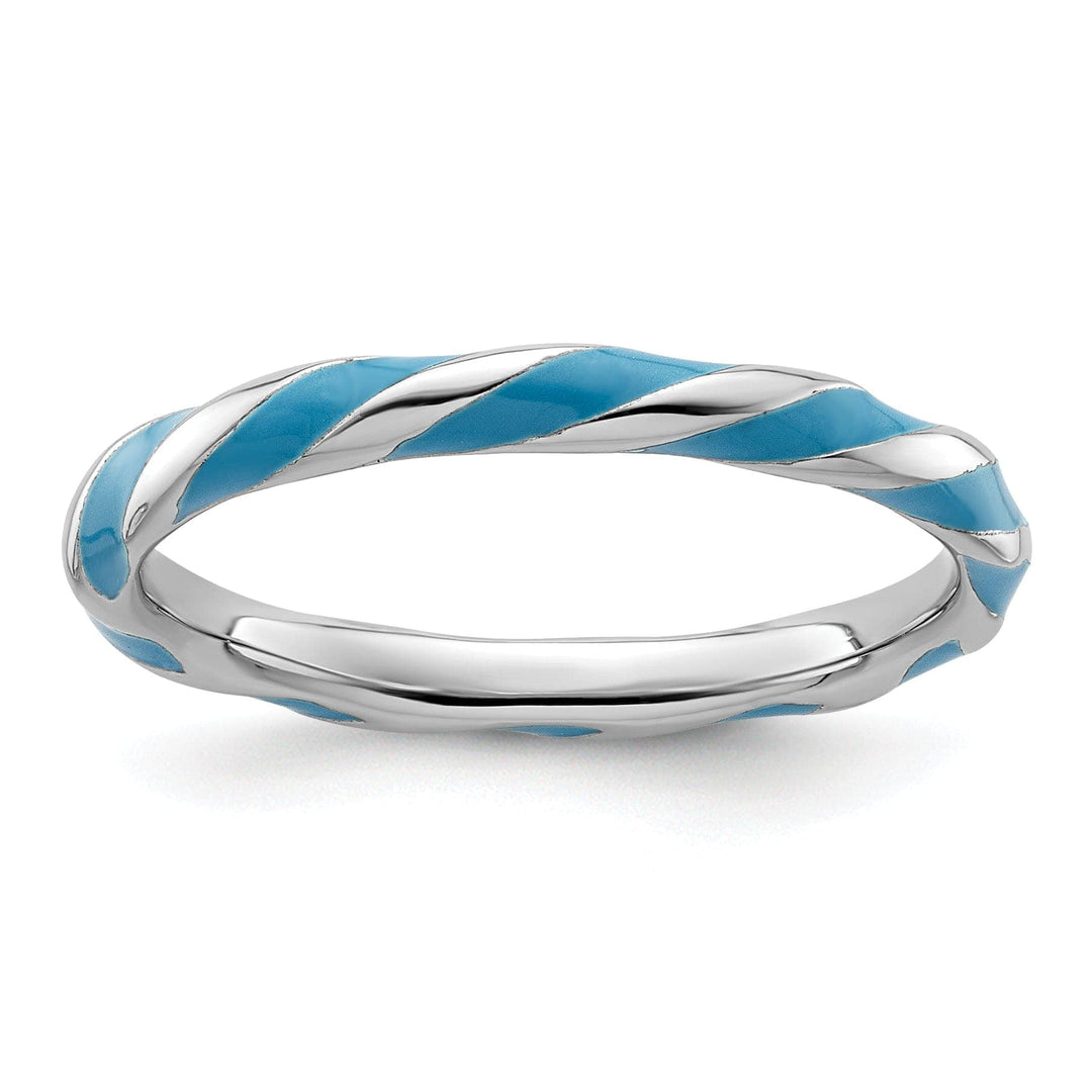 Stackable Expressions Ring Size 5 Sterling Silver Blue Enameled Stackable Ring
