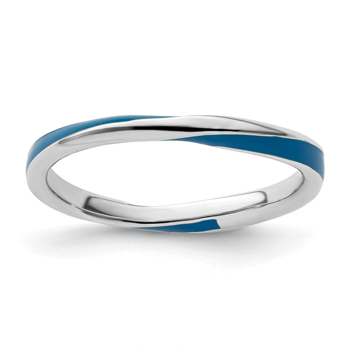 Stackable Expressions Ring Size 5 Sterling Silver Blue Enameled Stackable Ring