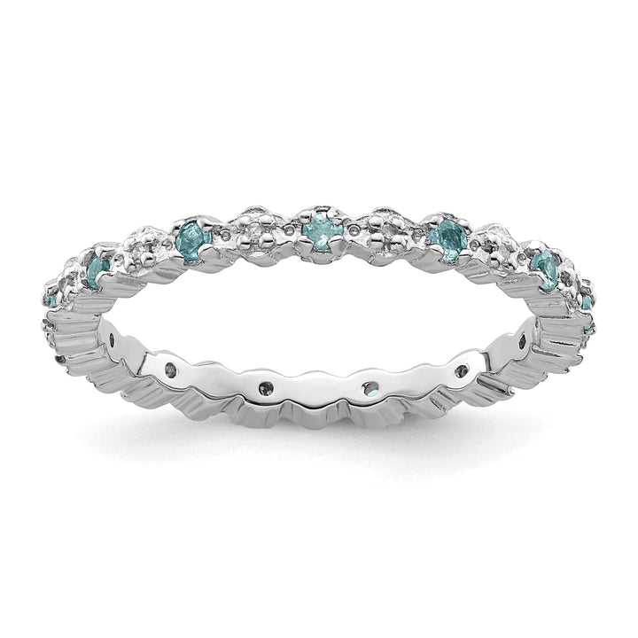 Stackable Expressions Ring Size 5 Sterling Silver Blue Topaz Diamond Ring