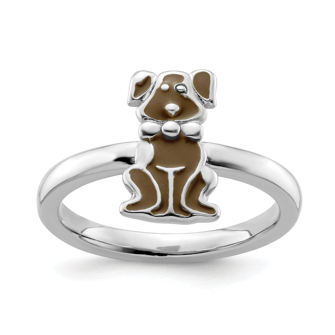 Stackable Expressions Ring Size 5 Sterling Silver Brown Enameled Dog Ring