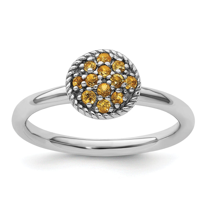 Stackable Expressions Ring Size 5 Sterling Silver Citrine Rhodium Ring