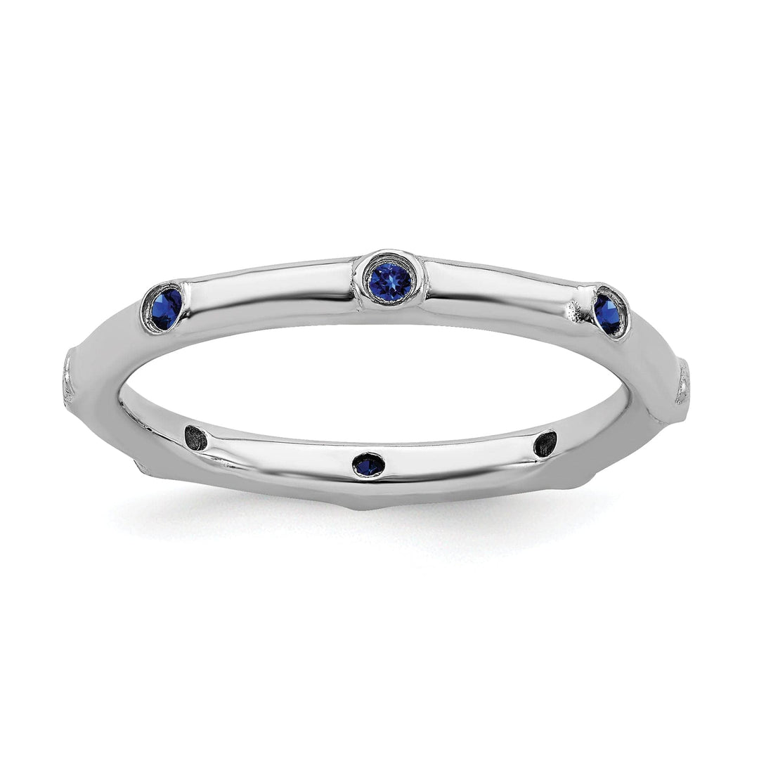 Stackable Expressions Ring Size 5 Sterling Silver Created Sapphire Ring