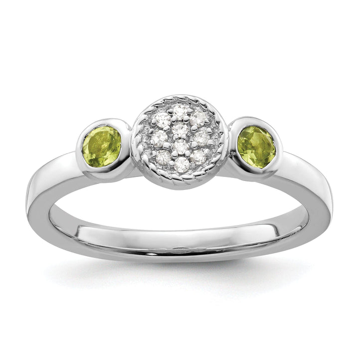 Stackable Expressions Ring Size 5 Sterling Silver Double Peridot Diamond Ring