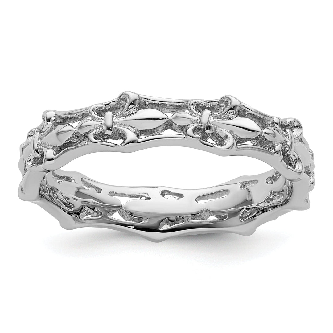 Stackable Expressions Ring Size 5 Sterling Silver Fleur De Lis Stackable Ring