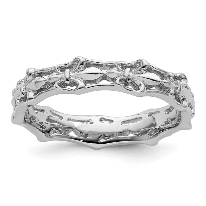 Stackable Expressions Ring Size 5 Sterling Silver Fleur De Lis Stackable Ring