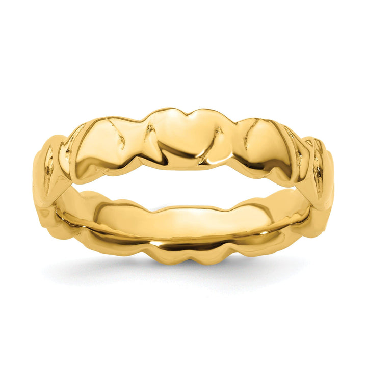 Stackable Expressions Ring Size 5 Sterling Silver Gold-Plated Hearts Ring