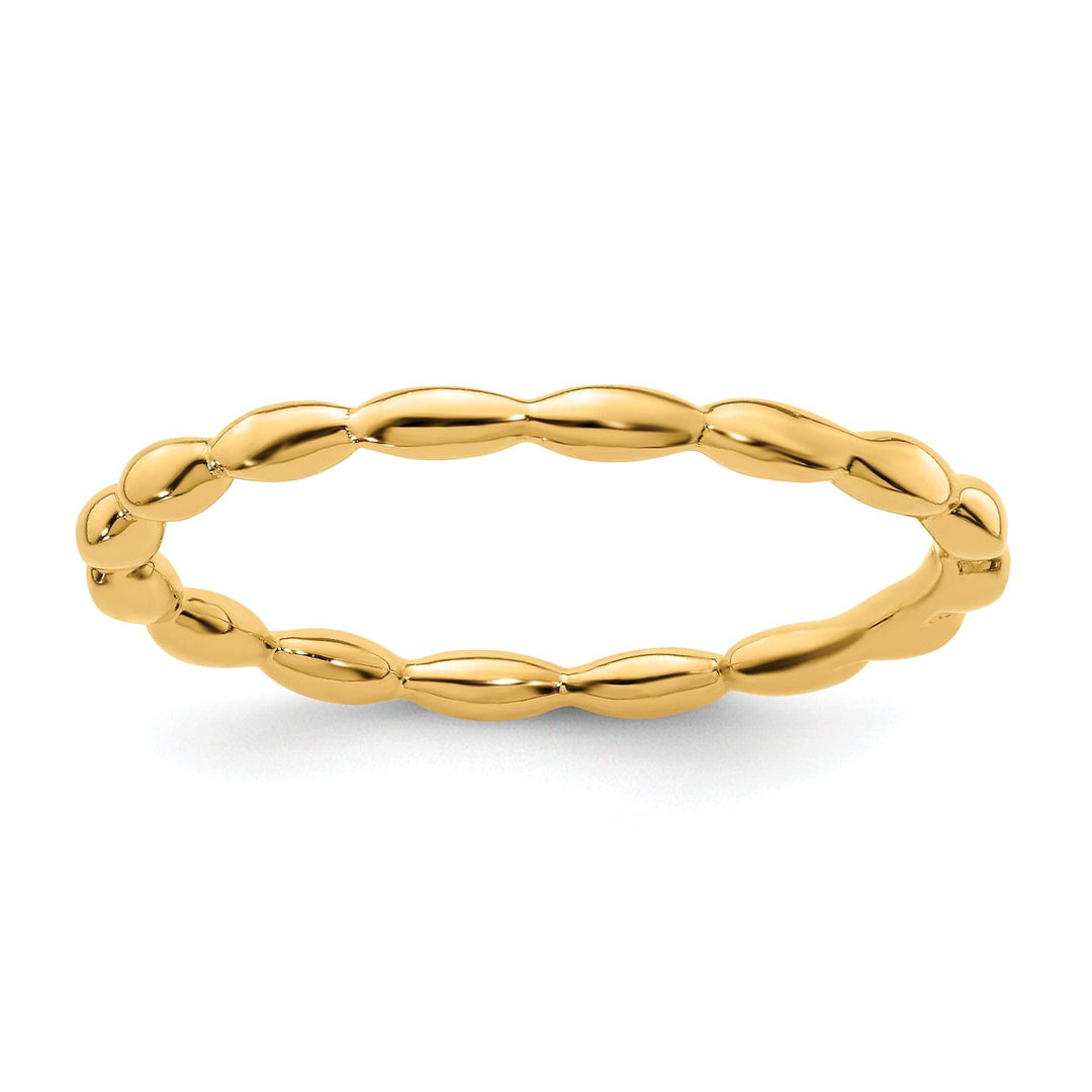 Stackable Expressions Ring Size 5 Sterling Silver Gold-Plated Rice Bead Ring