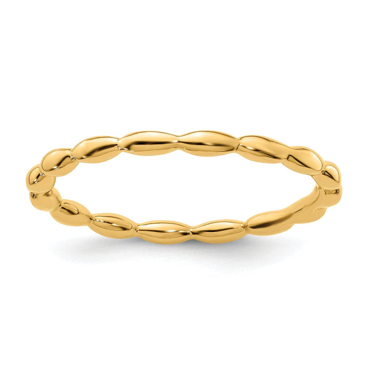 Stackable Expressions Ring Size 5 Sterling Silver Gold-Plated Rice Bead Ring