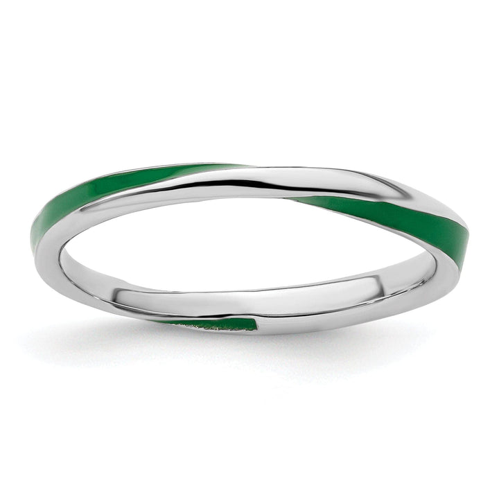 Stackable Expressions Ring Size 5 Sterling Silver Green Enameled Stackable Ring