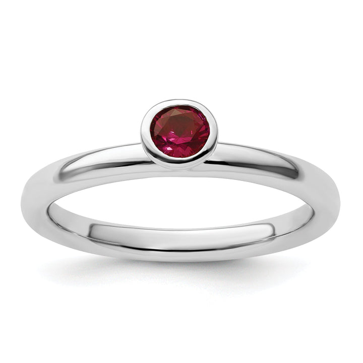 Stackable Expressions Ring Size 5 Sterling Silver High 4MM Round Created Ruby Ring