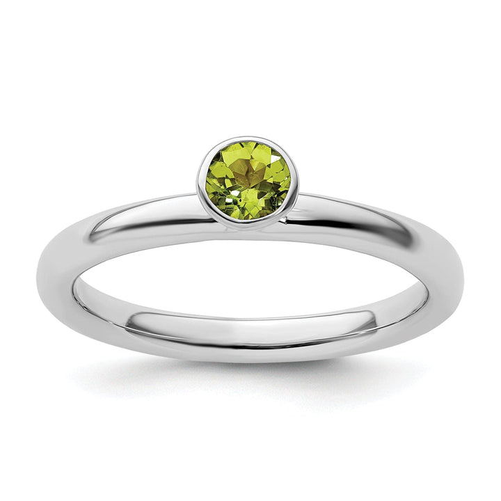 Stackable Expressions Ring Size 5 Sterling Silver High 4MM Round Peridot Ring