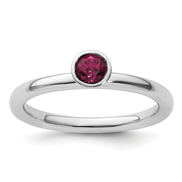 Stackable Expressions Ring Size 5 Sterling Silver High Round Rhodolite Garnet Ring