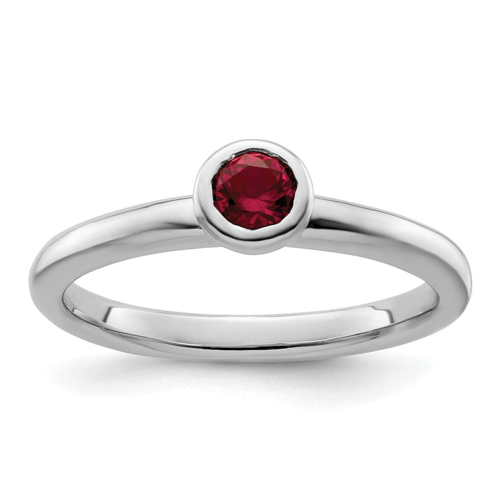 Stackable Expressions Ring Size 5 Sterling Silver Low 4MM Round Created Ruby Ring