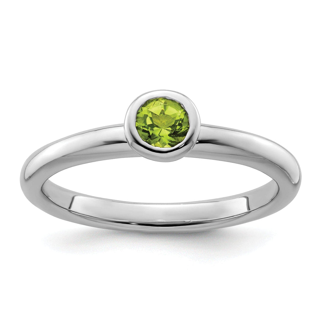 Stackable Expressions Ring Size 5 Sterling Silver Low 4MM Round Peridot Ring