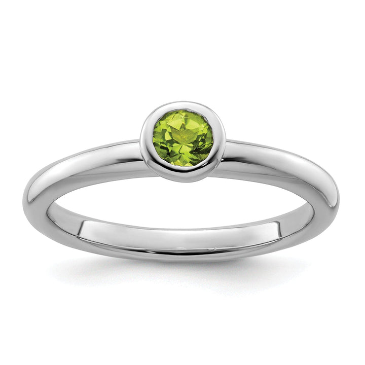 Stackable Expressions Ring Size 5 Sterling Silver Low 4MM Round Peridot Ring