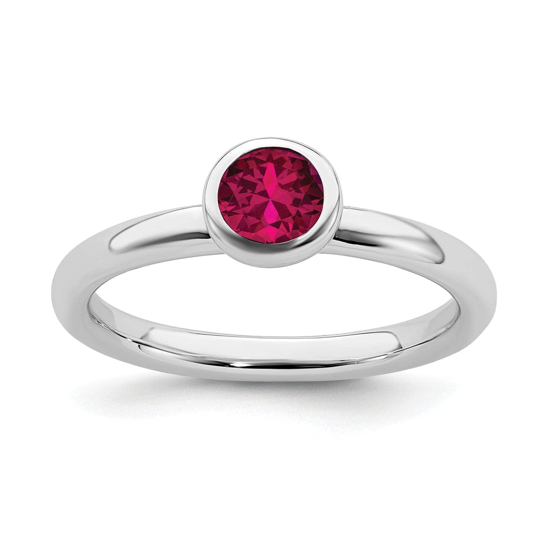 Stackable Expressions Ring Size 5 Sterling Silver Low 5MM Round Created Ruby Ring