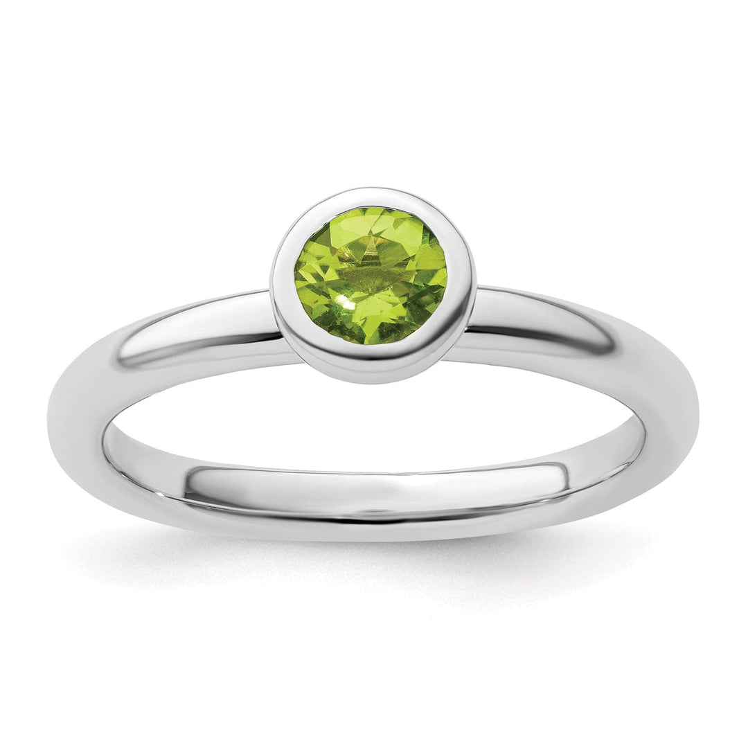 Stackable Expressions Ring Size 5 Sterling Silver Low 5MM Round Peridot Ring