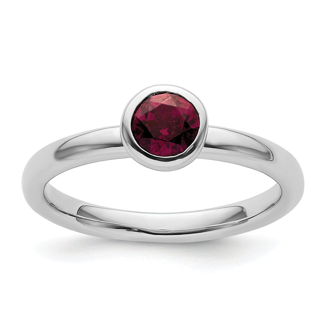 Stackable Expressions Ring Size 5 Sterling Silver Low Round Rhodolite Garnet Ring