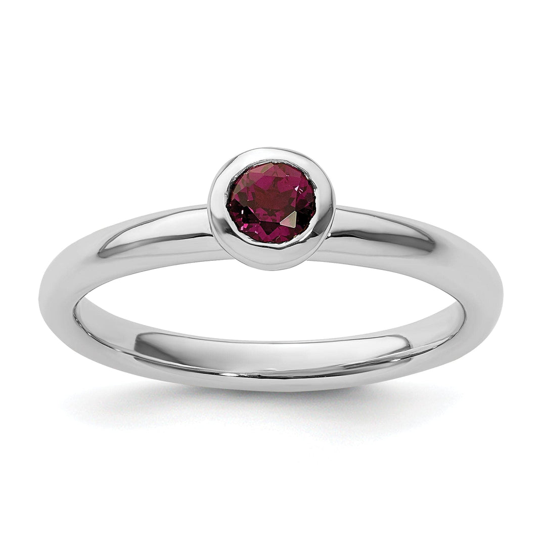 Stackable Expressions Ring Size 5 Sterling Silver Low Round Rhodolite Garnet Ring