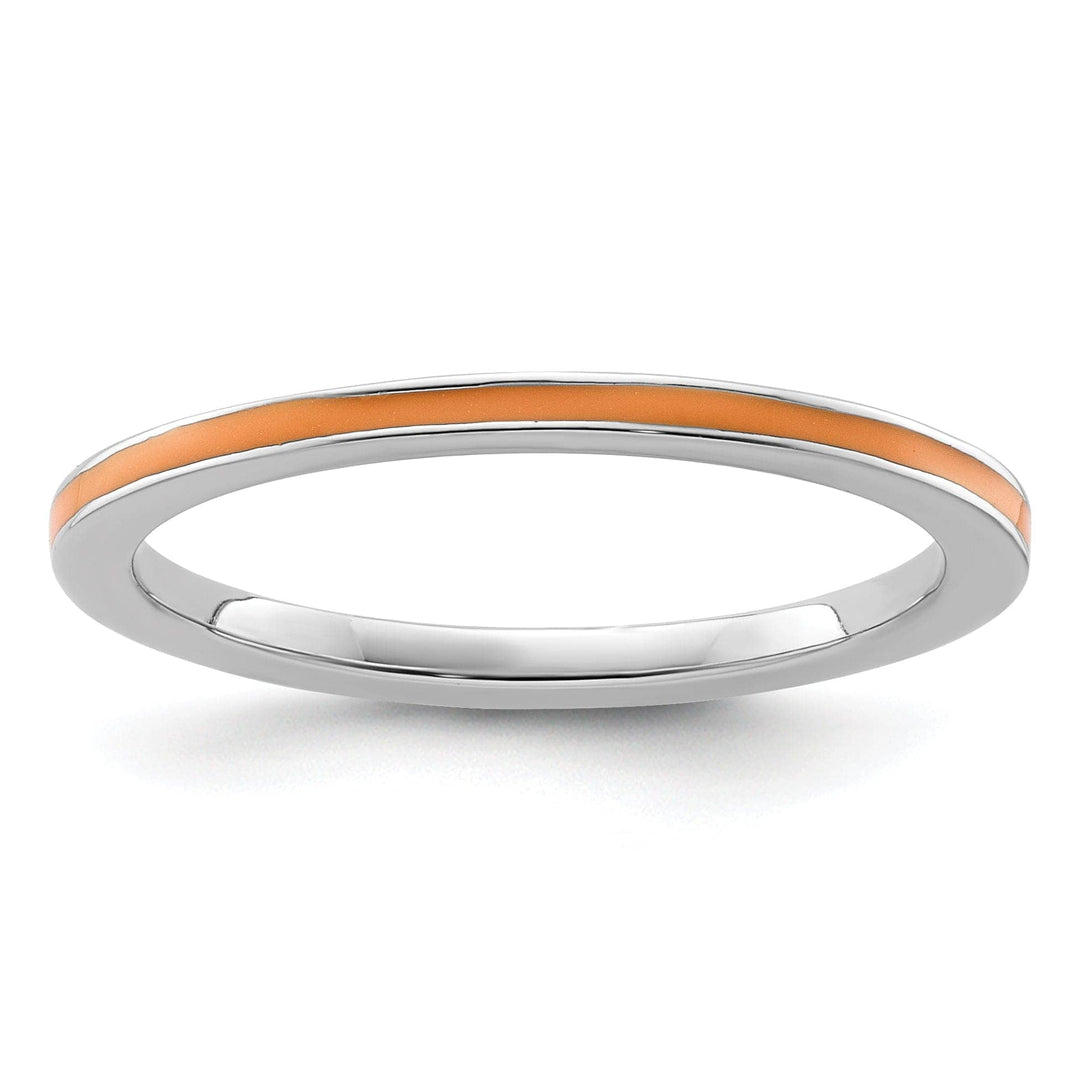 Stackable Expressions Ring Size 5 Sterling Silver Orange Enameled 1.5MM Ring