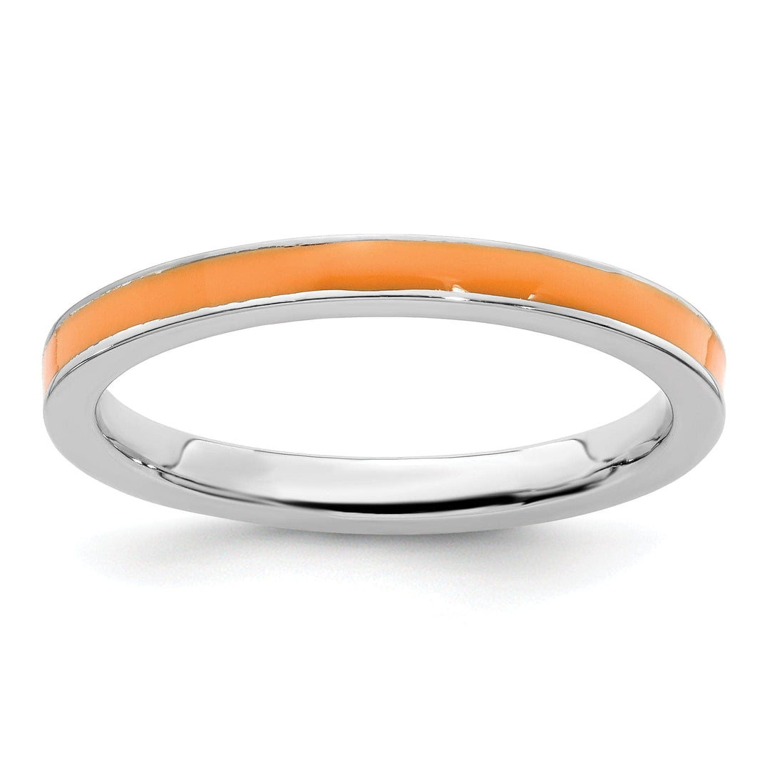 Stackable Expressions Ring Size 5 Sterling Silver Orange Enameled 2.25MM Ring