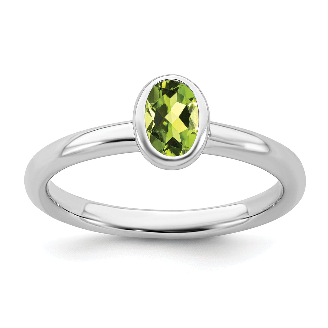 Stackable Expressions Ring Size 5 Sterling Silver Oval Peridot Ring
