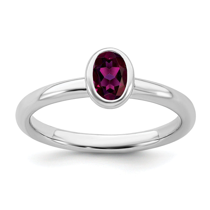 Stackable Expressions Ring Size 5 Sterling Silver Oval Rhodolite Garnet Ring