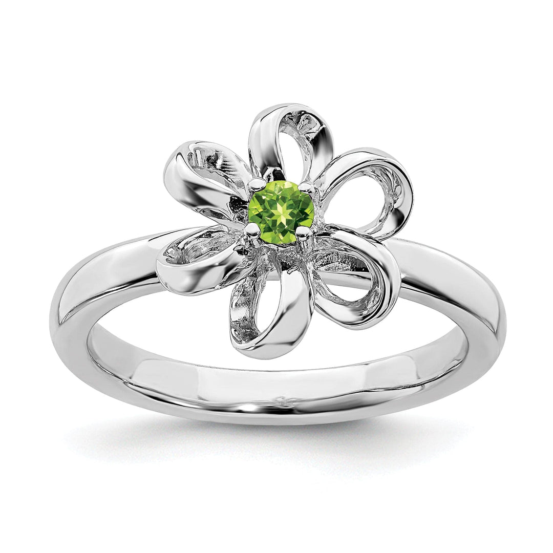 Stackable Expressions Ring Size 5 Sterling Silver Polished Peridot Flower Ring