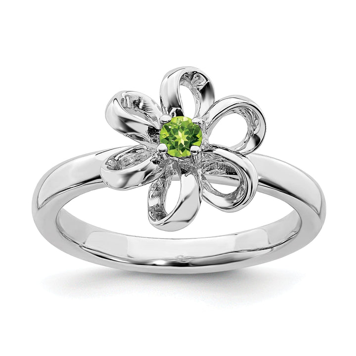 Stackable Expressions Ring Size 5 Sterling Silver Polished Peridot Flower Ring