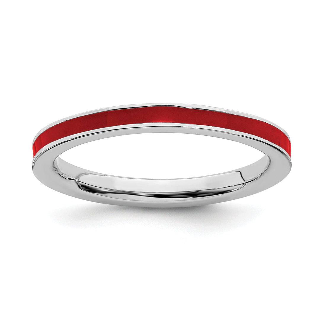Stackable Expressions Ring Size 5 Sterling Silver Red Enameled 2.25MM Ring