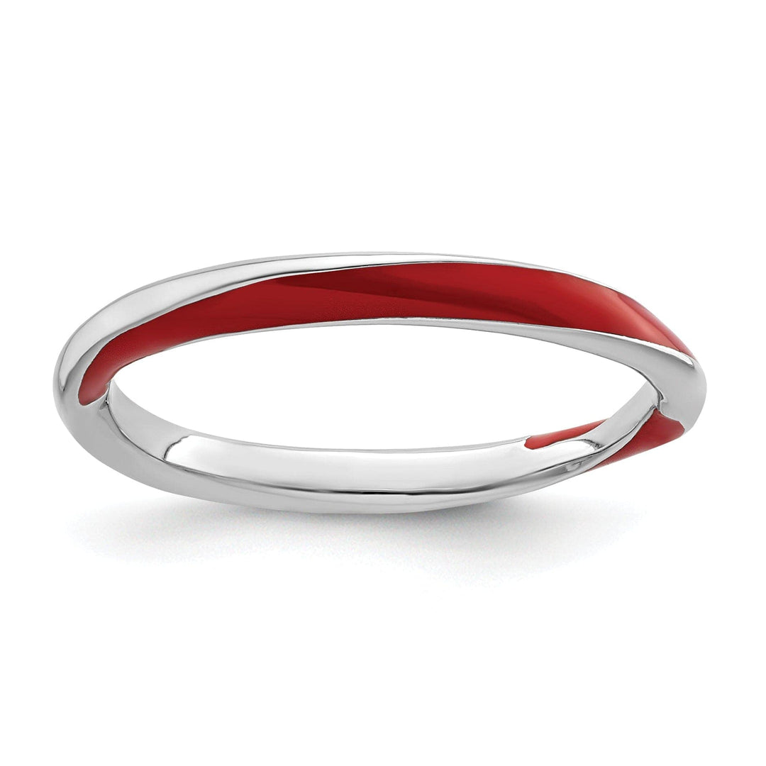 Stackable Expressions Ring Size 5 Sterling Silver Red Enameled Stackable Ring