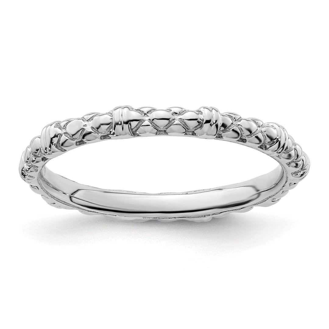 Stackable Expressions Ring Size 5 Sterling Silver Rhodium Cable Ring