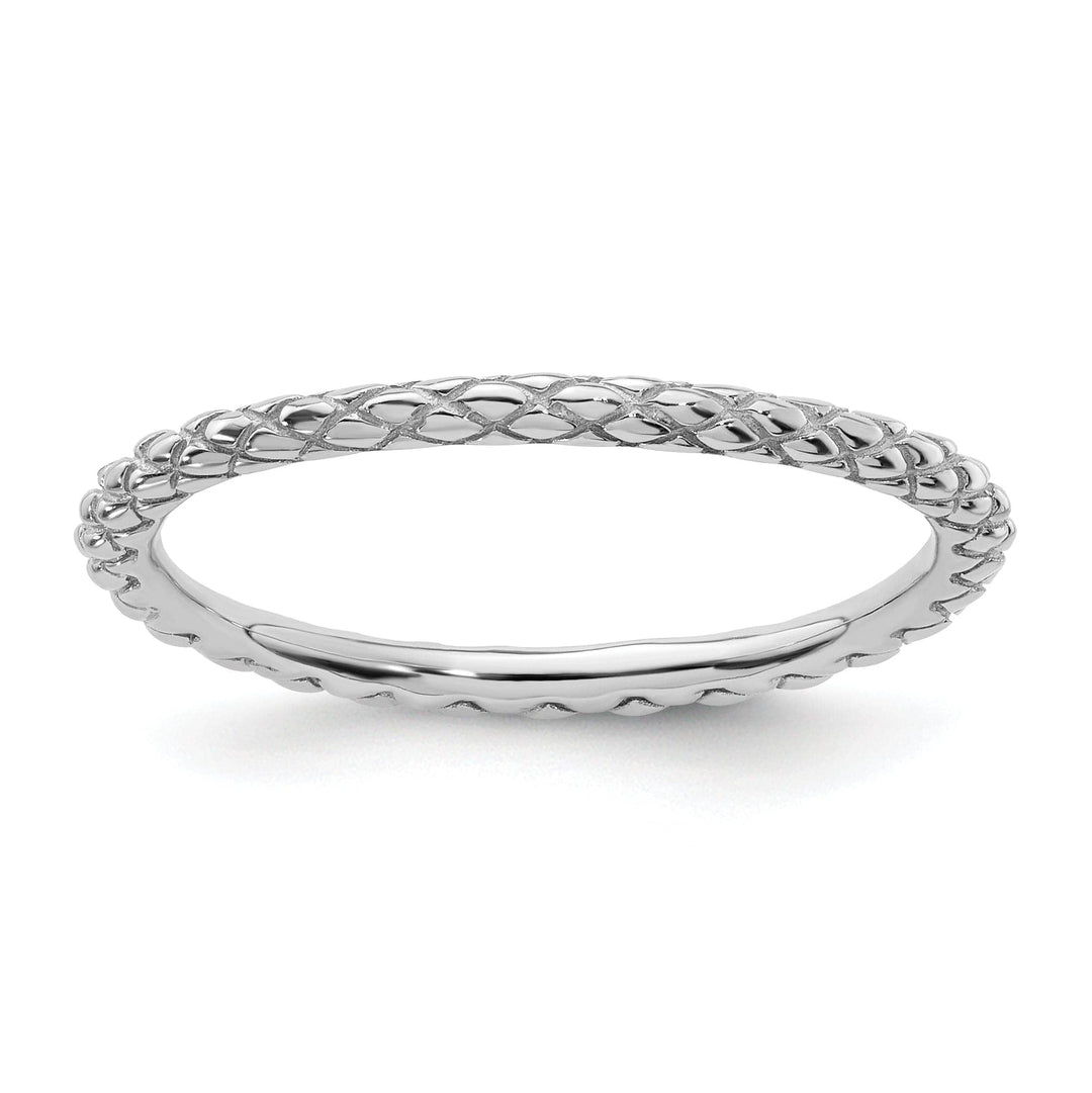 Stackable Expressions Ring Size 5 Sterling Silver Rhodium Criss-Cross Ring