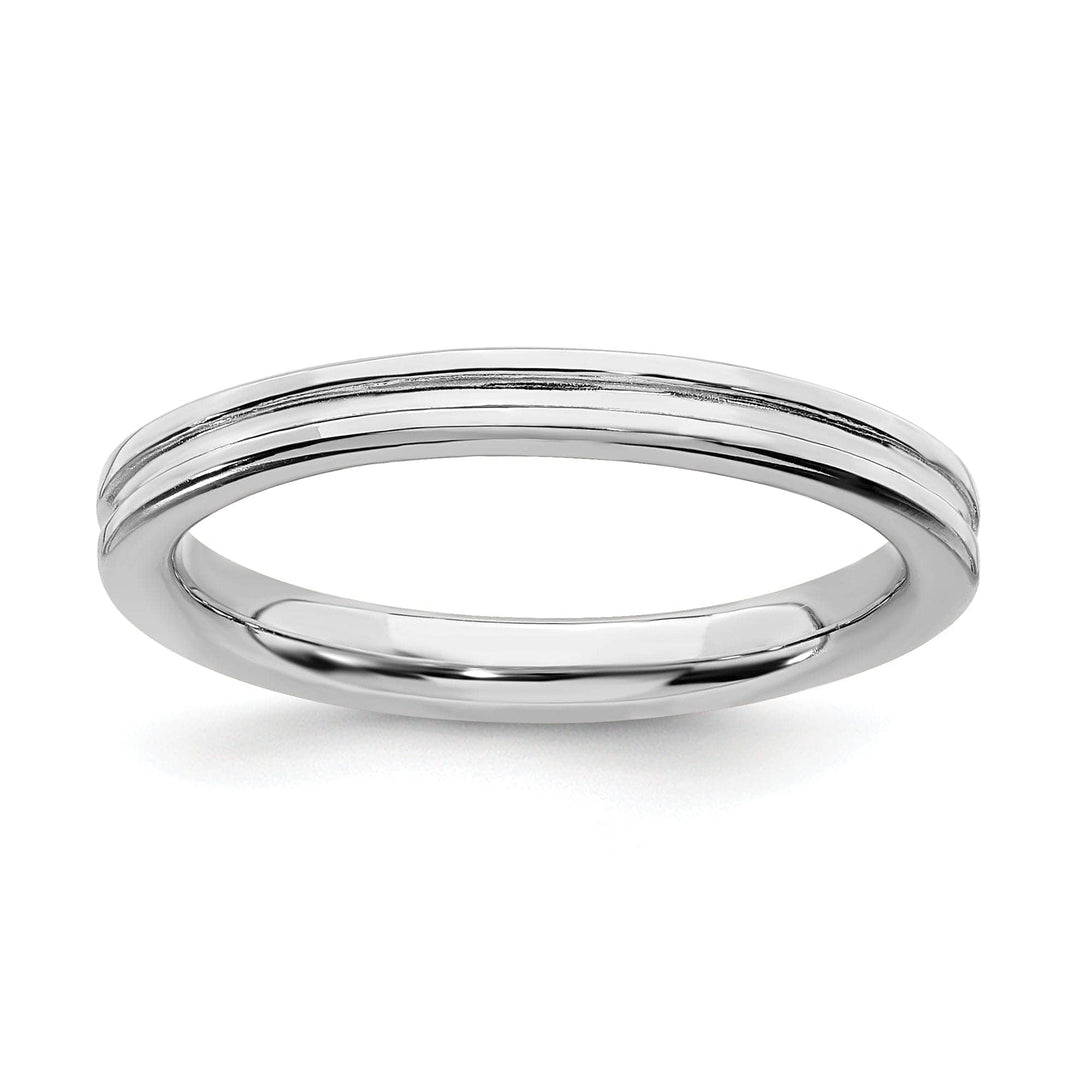 Stackable Expressions Ring Size 5 Sterling Silver Rhodium Grooved Ring