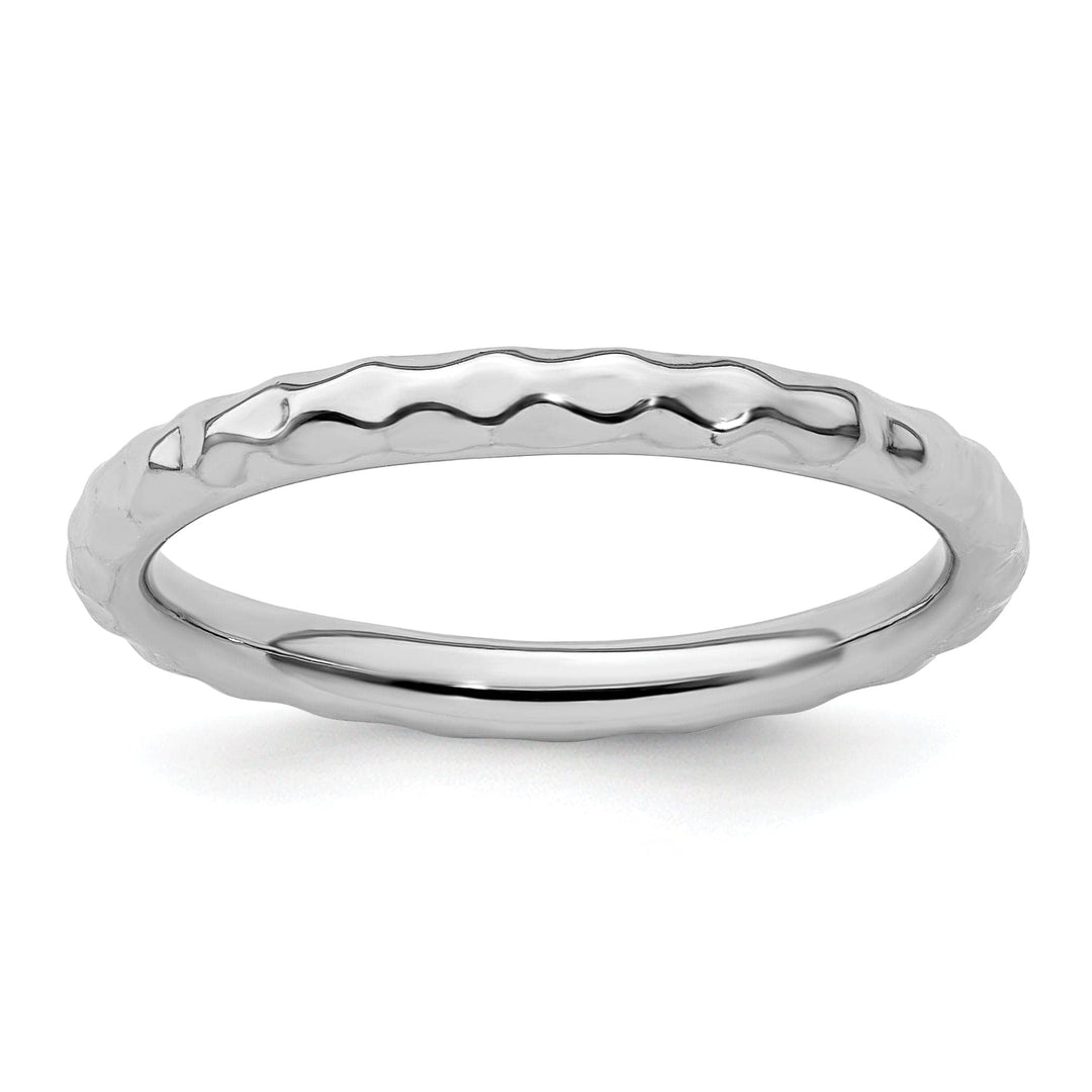 Stackable Expressions Ring Size 5 Sterling Silver Rhodium Hammered Ring