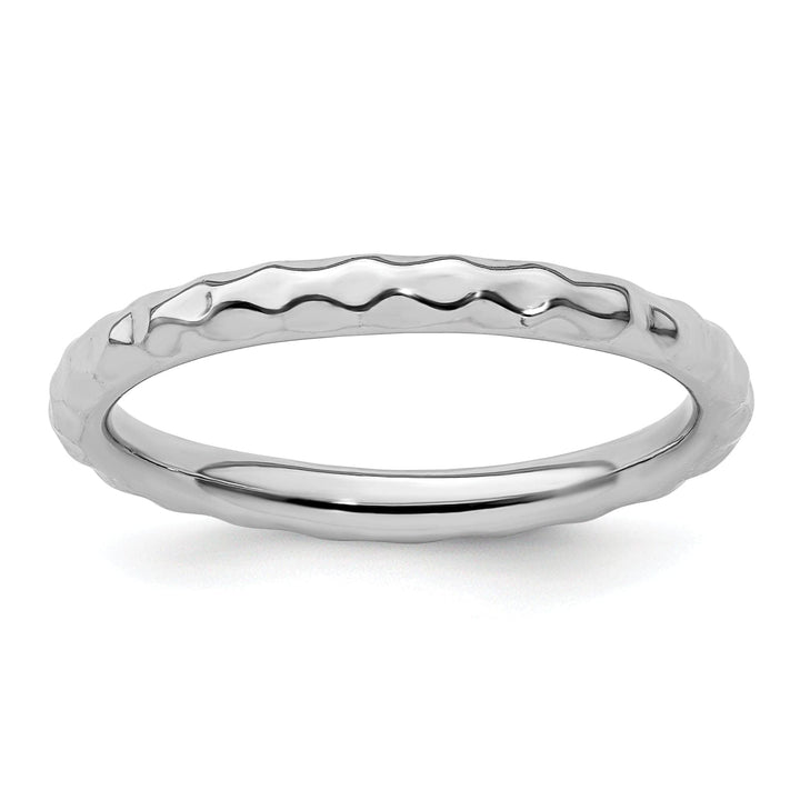 Stackable Expressions Ring Size 5 Sterling Silver Rhodium Hammered Ring